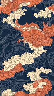 中式海浪祥云传统纹样图案