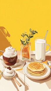 温馨早餐时光的惬意画面
