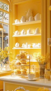温馨黄色系下午茶展示空间