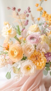 柔美缤纷鲜花艺术花束