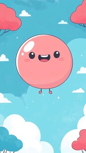 粉色气球快乐空中飞翔