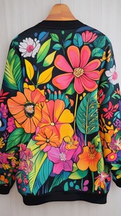 花卉图案彩色时尚外套