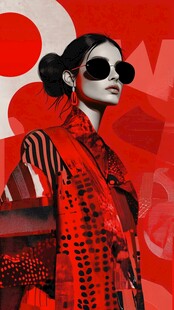 时尚红衣墨镜女性插画