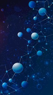 蓝色分子结构的梦幻背景
