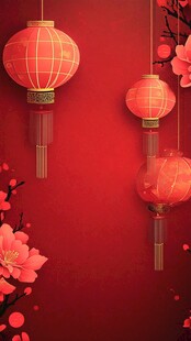 红灯笼映红梅喜庆背景