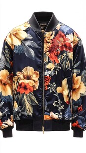 花卉印花飞行员夹克外套