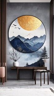 中式山水圆形装饰画
