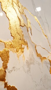 金色纹理大理石墙面特写