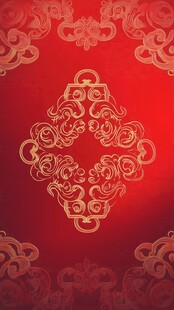 中式红底金色花纹背景图