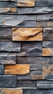 复古石砌墙面纹理特写