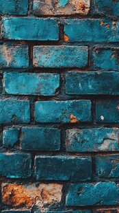 蓝绿色斑驳砖墙纹理