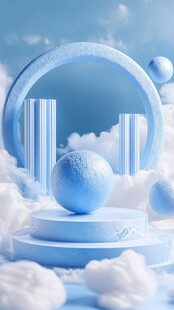 梦幻蓝色立体空间场景