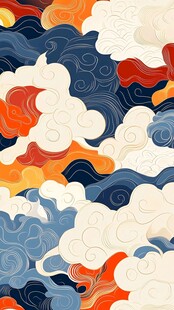 多彩中式云纹图案设计