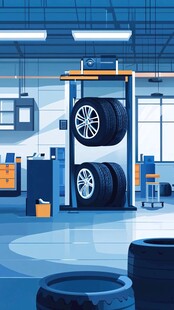 汽车轮胎维修车间场景