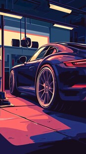车库中的炫酷黑色跑车
