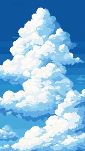 梦幻蓝天中的蓬松云朵