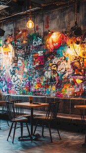 复古涂鸦风的个性咖啡馆