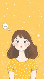 黄衣女孩的可爱思索瞬间
