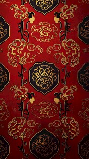 中式红底金纹传统花纹图案