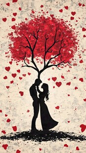 树下情侣浪漫拥吻