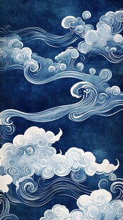 中式云纹图案 深蓝背景