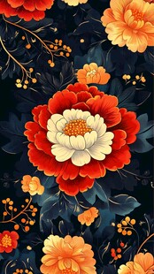 繁花锦簇中式花卉图案