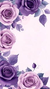 紫色玫瑰花卉边框图案