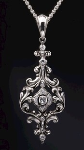 复古华丽银质钻石吊坠