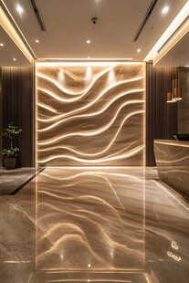 奢华大厅波浪形发光墙面