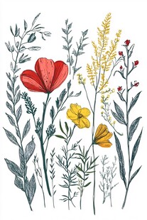 手绘花卉植物插画