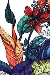 多彩花卉植物图案插画