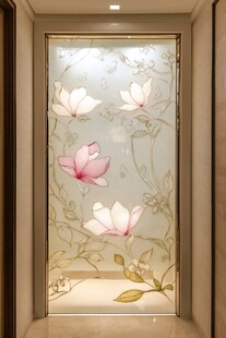 唯美花卉玻璃玄关装饰画