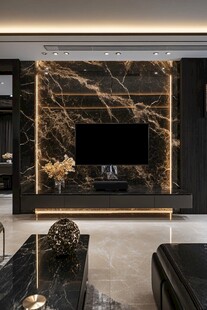 现代奢华大理石电视背景墙