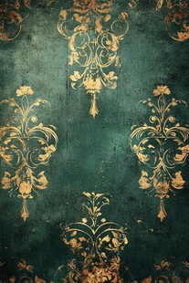 复古绿底金色花纹壁纸