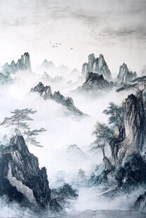 水墨山水间 云雾绕奇峰