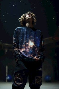 星空卫衣男子的酷炫瞬间