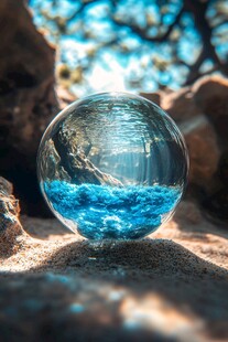 晶球中的奇幻蓝色风景