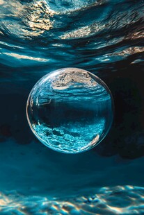 水下透明气泡的梦幻景象