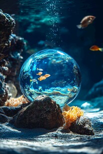 梦幻海底球形鱼缸景观