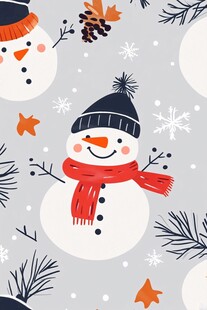 冬日雪人圣诞元素图案