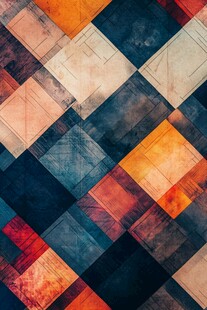 复古几何拼接多彩纹理图案