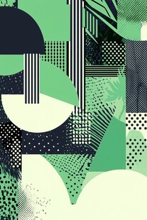 几何绿植抽象艺术背景图