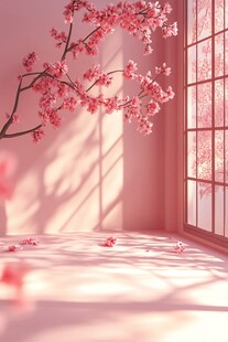 窗边粉樱 洒落一室浪漫
