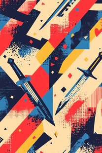 剑影几何图案抽象艺术画