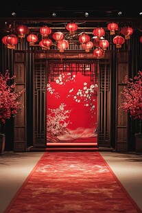 中式婚礼浪漫红色迎宾场景