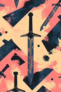 复古风剑元素几何图案设计
