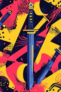 酷炫剑元素潮流抽象图案