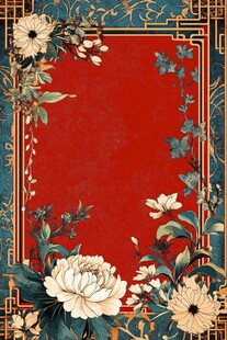 中式古典花卉边框背景图