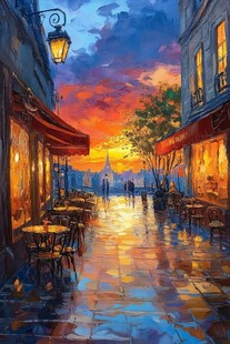 巴黎黄昏下的浪漫街道