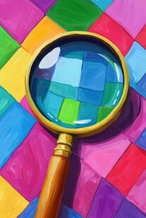 放大镜下的多彩方块世界